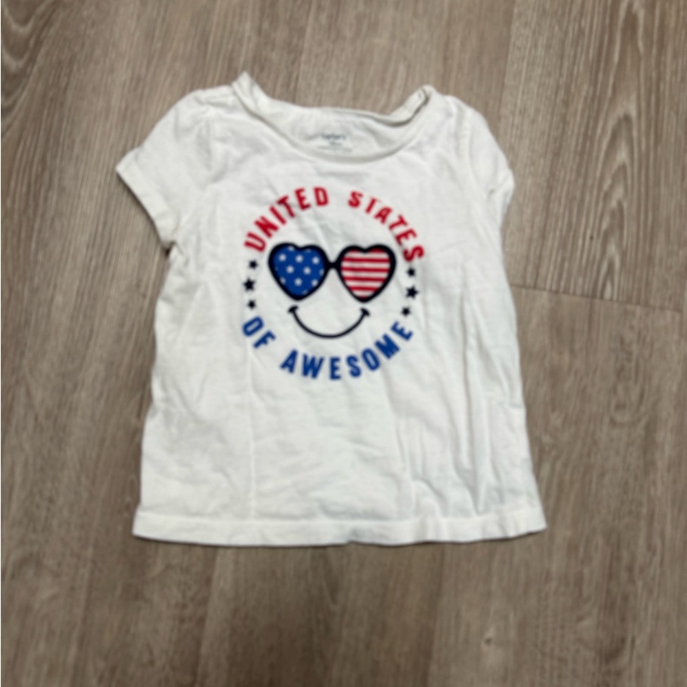 Carter's White Tee with USA Graphic